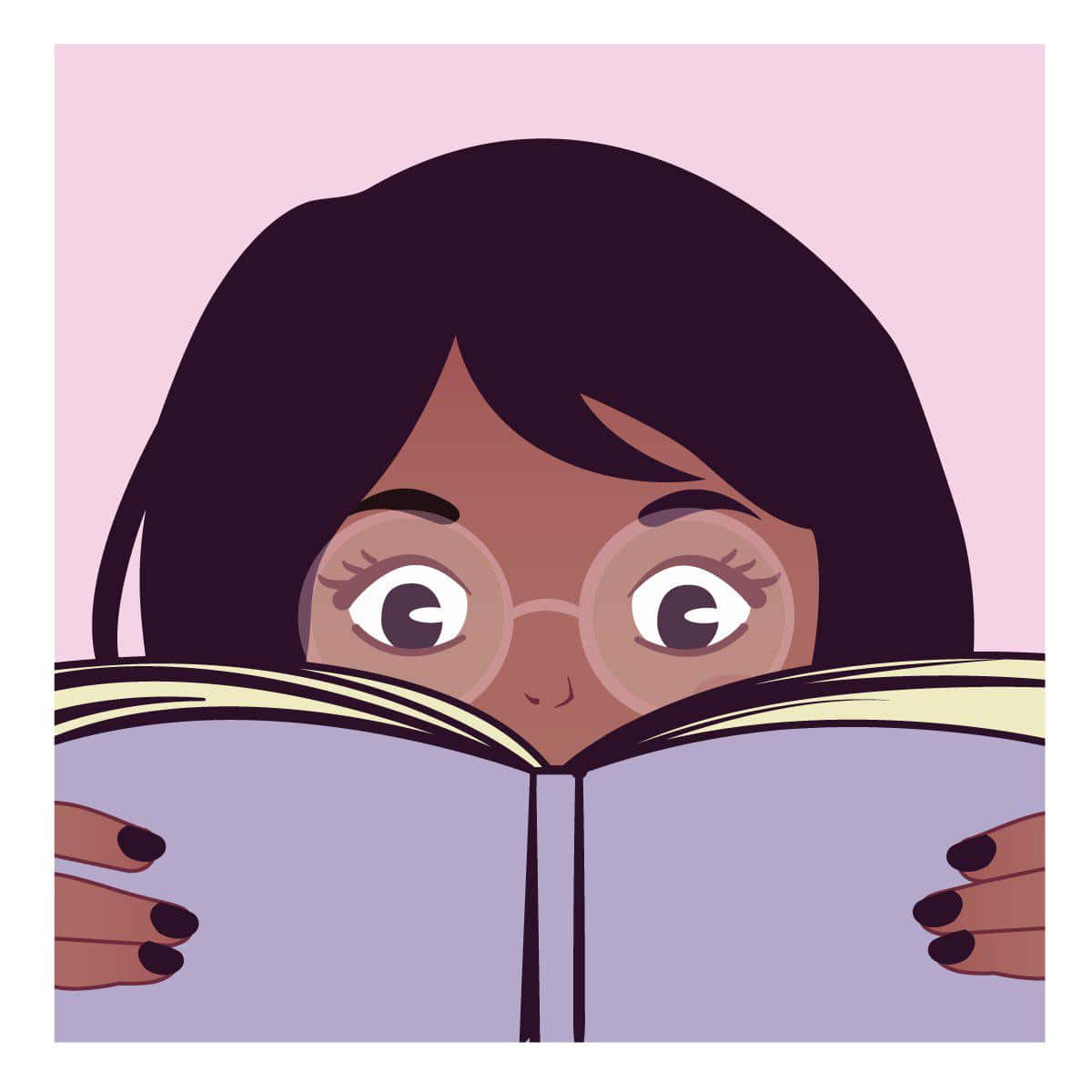 Ilustración de mujer leyendo