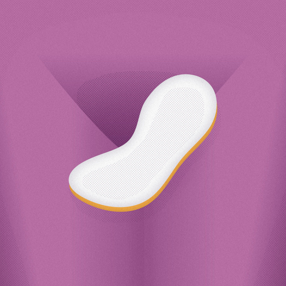 Ilustración de un adherente con un fondo en violeta abstracto que puede entenderse como una vagina