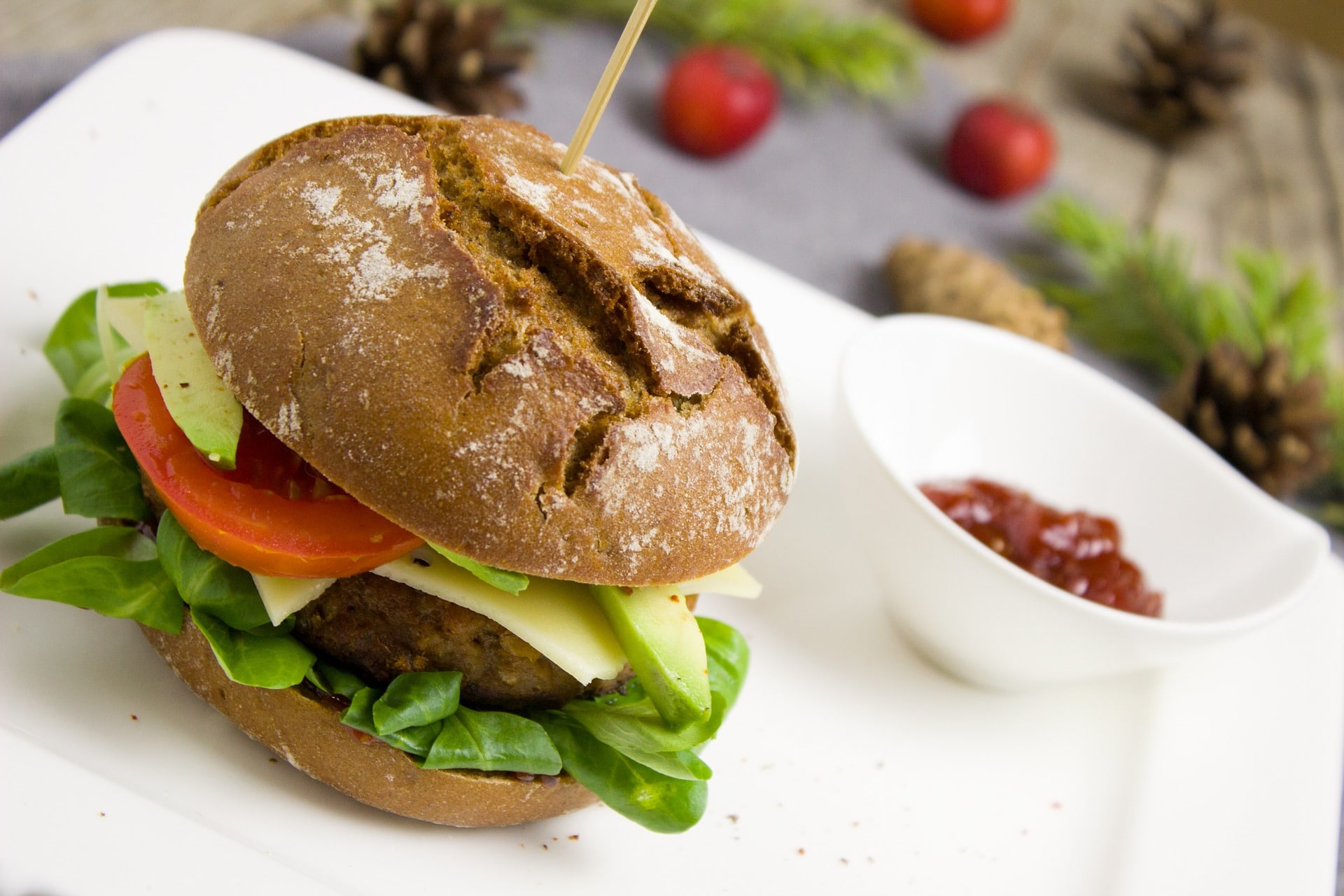 foto de una hamburguesa vegetariana
